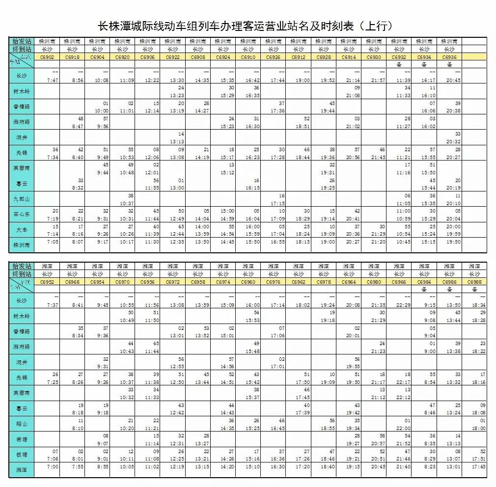 长株潭城际铁路最新时刻表详解